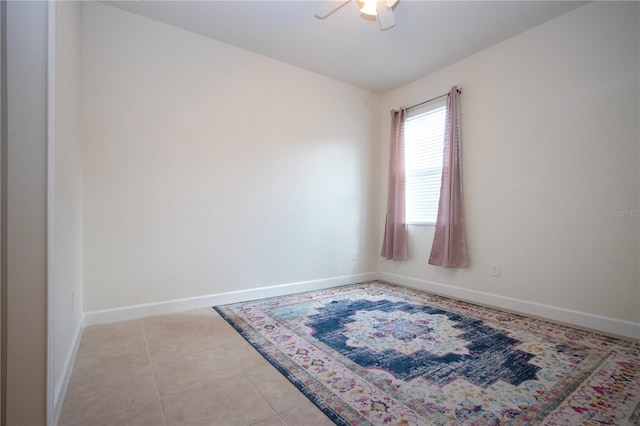 12841 Balsam Ter, Bradenton, FL 34212 - unfurnished room featuring a ceiling fan, baseboards, and light tile patterned flooring