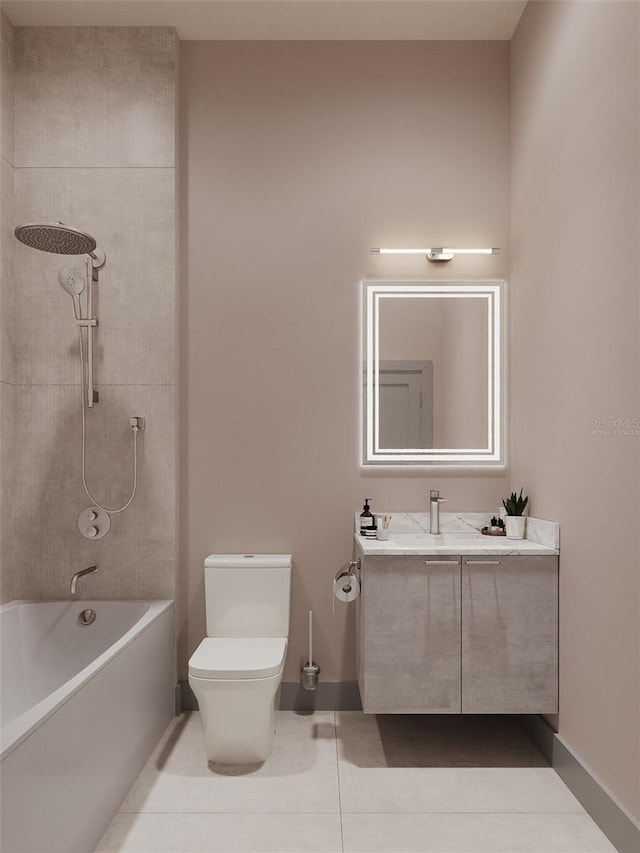 3901 30th Ave S, Saint Petersburg, FL 33711 - full bath featuring vanity, toilet, baseboards, tile patterned floors, and shower / tub combination