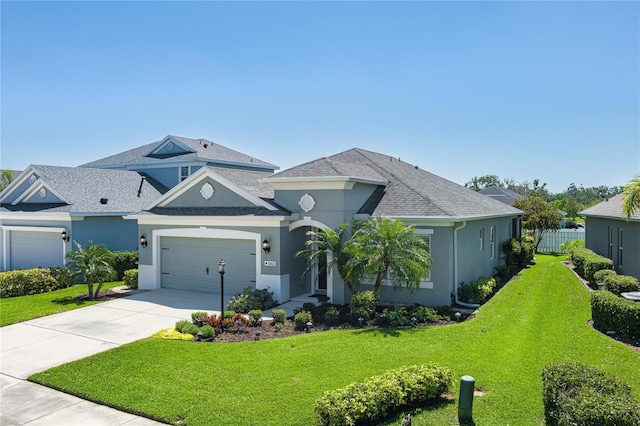 11021 Blue Magnolia Ln, Parrish, FL 34219 - view of front of property with stucco siding, an attached garage, concrete driveway, and a shingled roof