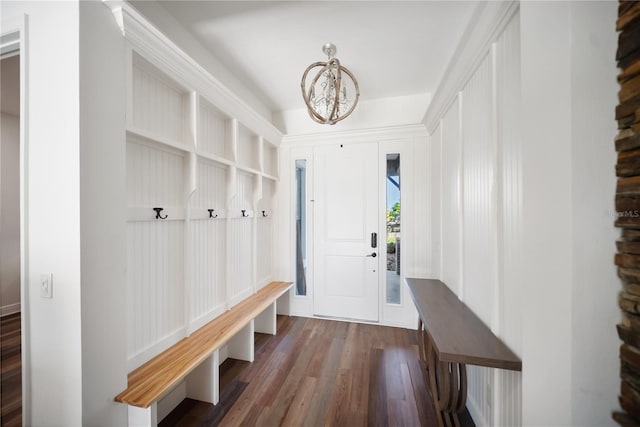 4308 Fly Rod Ter, Parrish, FL 34219 - mudroom with dark wood finished floors and a chandelier