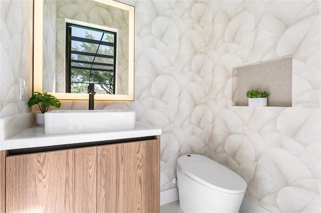 bathroom with toilet and vanity