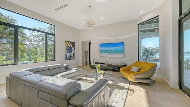 1540 Hillview Dr, Sarasota, FL 34239 - living room featuring recessed lighting, baseboards, light wood finished floors, and visible vents