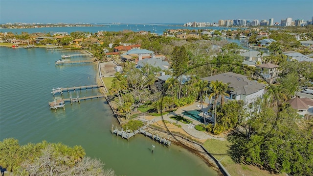 1540 Hillview Dr, Sarasota, FL 34239 - bird's eye view featuring a city view and a water view
