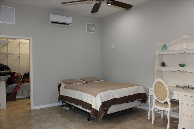 406 Petrel Trl, Bradenton, FL 34212 - bedroom with visible vents, a spacious closet, a wall unit AC, and a closet