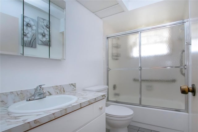 1315 Bottlebrush Dr, Bradenton, FL 34208 - bathroom featuring enclosed tub / shower combo, toilet, and vanity