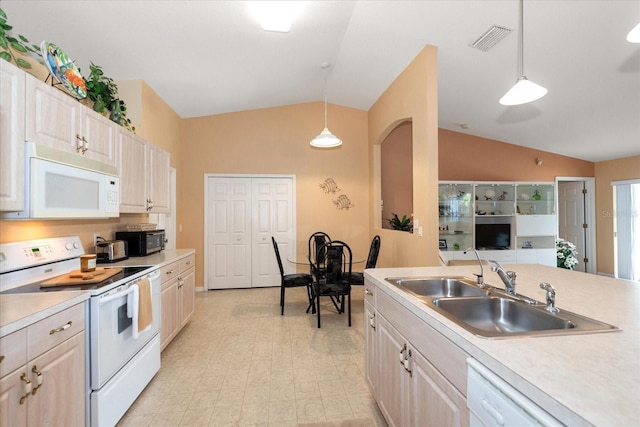 4219 Eastlake Ct, Port Charlotte, FL 33948 - kitchen featuring white appliances, visible vents, light countertops, and a sink