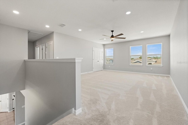 4405 Stargrazer Ct, Palmetto, FL 34221 - unfurnished room with recessed lighting, ceiling fan, baseboards, and light carpet