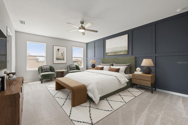 4405 Stargrazer Ct, Palmetto, FL 34221 - bedroom with light colored carpet, a ceiling fan, and baseboards