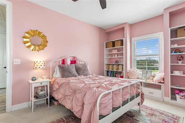 13721 Saw Palm Creek Trl, Lakewood Ranch, FL 34211 - bedroom with light colored carpet, ceiling fan, and baseboards