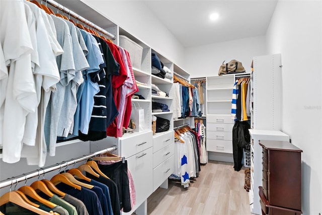 walk in closet featuring light wood-style flooring