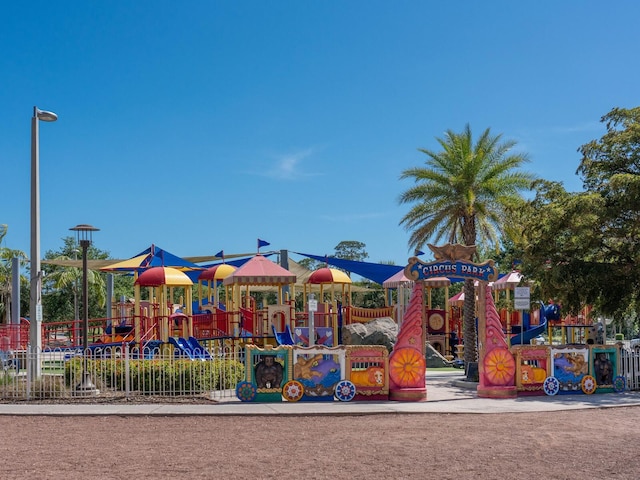 community play area featuring fence