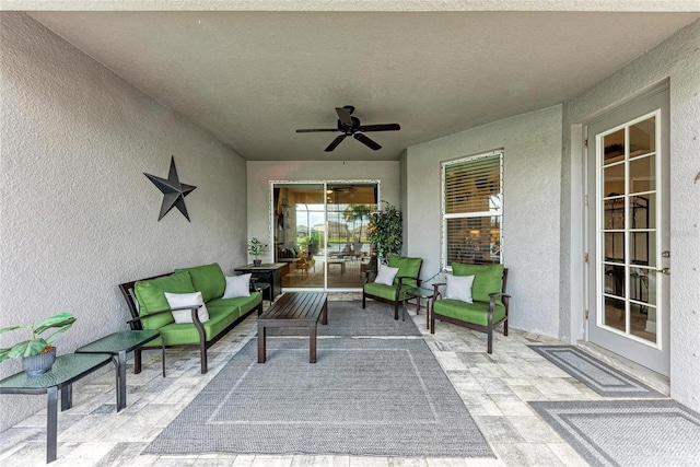 view of patio / terrace featuring outdoor lounge area and a ceiling fan