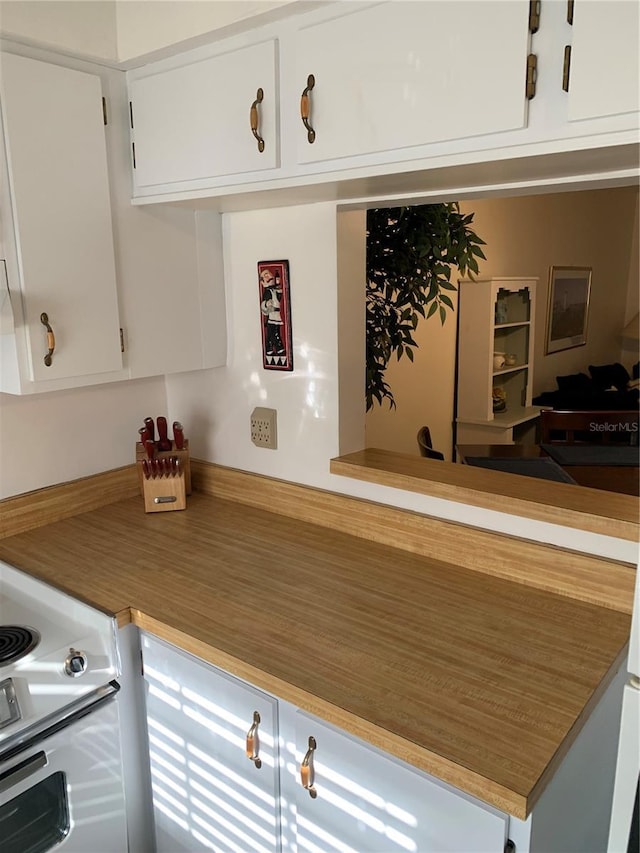 4502 3rd Street Cir W Unit 242, Bradenton, FL 34207 - kitchen with light countertops, white range with electric cooktop, and white cabinets
