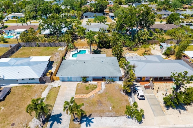 aerial view with a residential view
