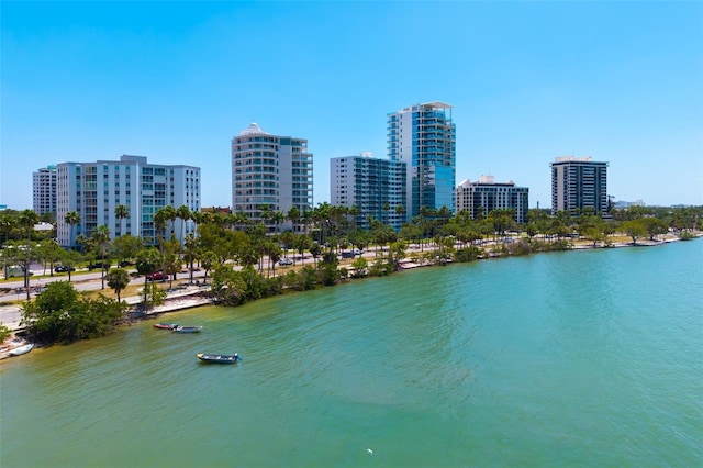 property view of water featuring a view of city