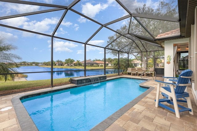 2705 Taheebo Way, North Port, FL 34289 - swimming pool featuring a patio area, a water view, and glass enclosure