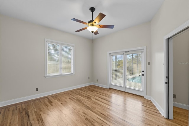 1828 Mova St, Sarasota, FL 34231 - spare room featuring light wood-style flooring, ceiling fan, and baseboards