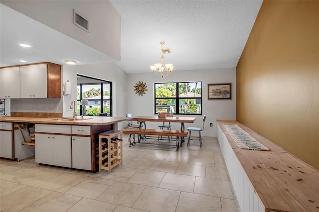 9011 Hilolo Ln, Venice, FL 34293 - kitchen with a sink, white cabinetry, visible vents, and plenty of natural light