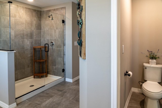 11702 Tetrafin Dr, Riverview, FL 33579 - full bath with a stall shower, toilet, baseboards, and tile patterned flooring