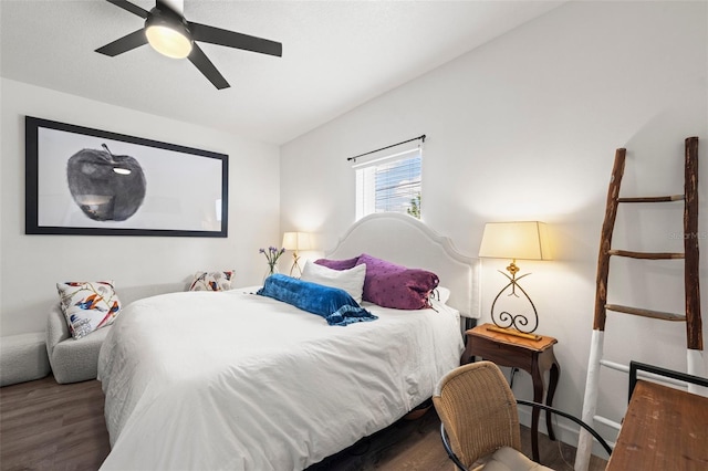 1800 Little Bird Ct, Sarasota, FL 34235 - bedroom with wood finished floors and ceiling fan