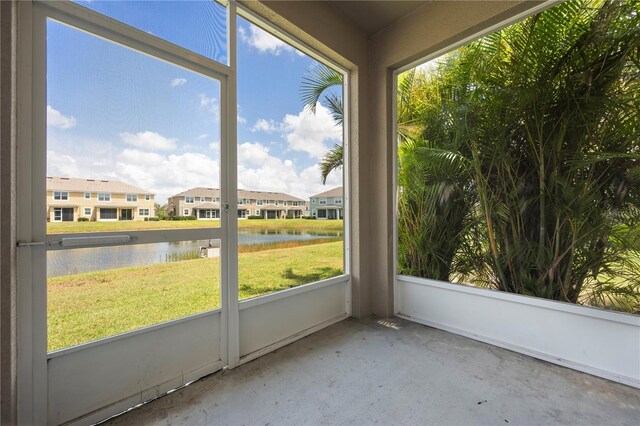 5543 Pleasantview Ct, Bradenton, FL 34211 - unfurnished sunroom with a water view and a residential view