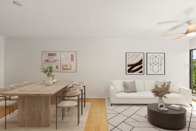 825 S Osprey Ave Unit 302, Sarasota, FL 34236 - living room with light wood-style flooring and a ceiling fan