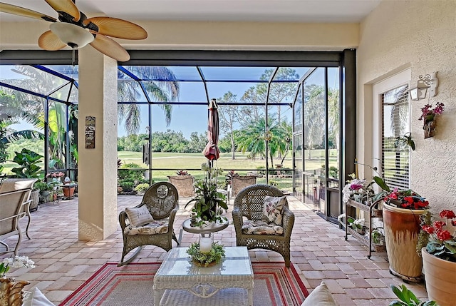 6642 Oakland Hills Dr, Lakewood Ranch, FL 34202 - sunroom / solarium featuring ceiling fan