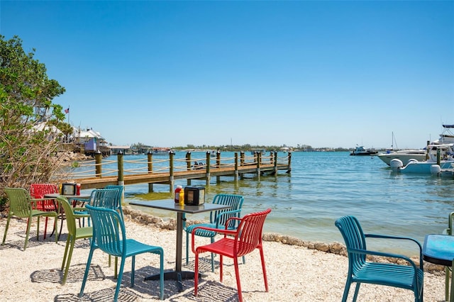 dock area featuring a water view