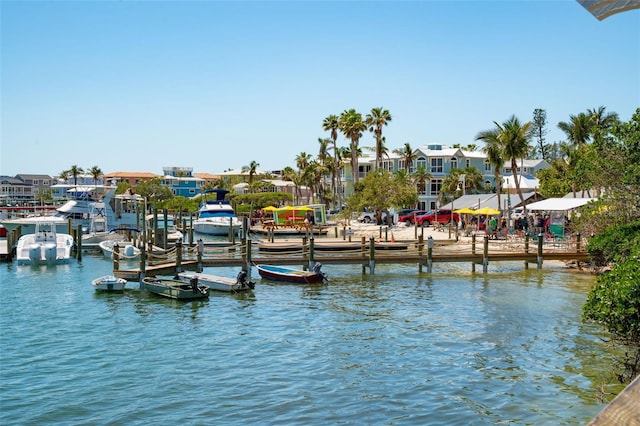 view of dock featuring a water view