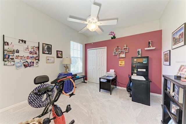 8136 Snowy Egret Pl, Bradenton, FL 34202 - office space with light colored carpet and a ceiling fan