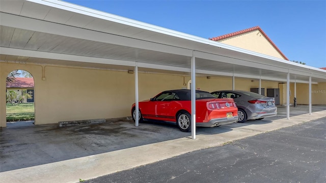 view of covered parking lot