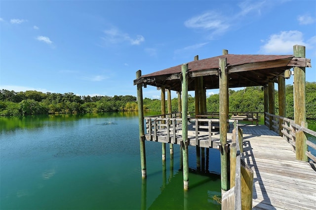 view of dock featuring a water view