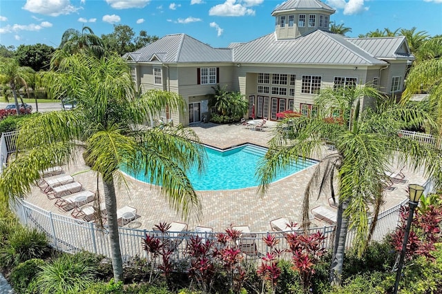 view of pool with a fenced in pool, a patio area, and a fenced backyard