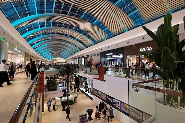 exterior space with vaulted ceiling