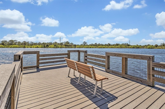 dock area featuring a water view