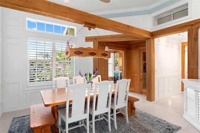 2196 Muskogee Trl, Nokomis, FL 34275 - dining space with a decorative wall and ornamental molding