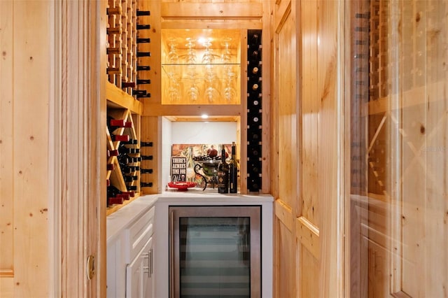 2196 Muskogee Trl, Nokomis, FL 34275 - wine room featuring beverage cooler, a dry bar, and wood walls