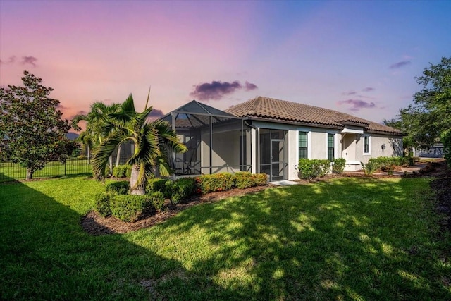 4704 Stafford Ct, Palmetto, FL 34221 - rear view of property with a lanai and a tiled roof