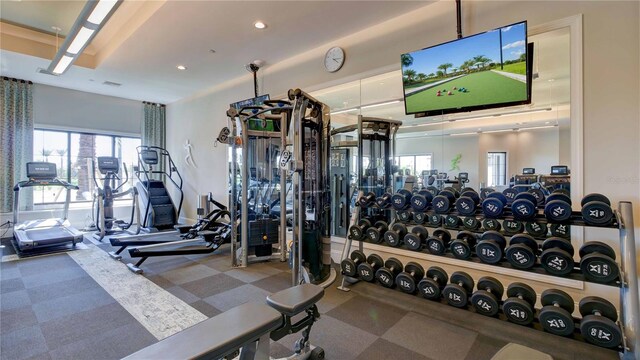 4704 Stafford Ct, Palmetto, FL 34221 - gym with plenty of natural light and recessed lighting