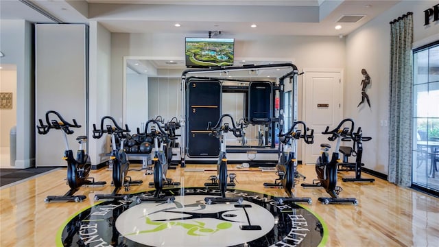4704 Stafford Ct, Palmetto, FL 34221 - workout area with recessed lighting and baseboards