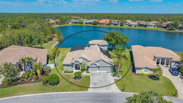 1085 Mallard Marsh Dr, Osprey, FL 34229 - drone / aerial view with a residential view and a water view