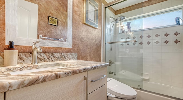 1085 Mallard Marsh Dr, Osprey, FL 34229 - full bathroom with combined bath / shower with glass door, toilet, and vanity