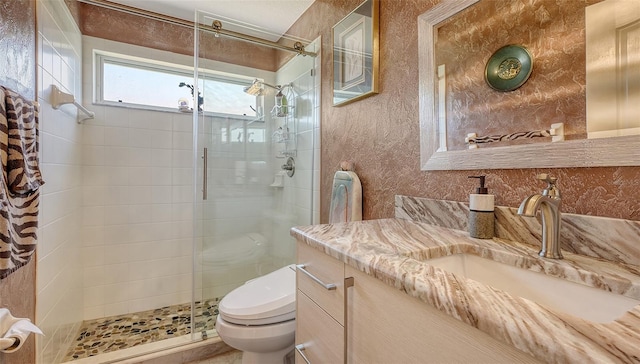 1085 Mallard Marsh Dr, Osprey, FL 34229 - bathroom with a shower stall, toilet, and vanity