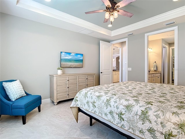 13724 Quinta St, Venice, FL 34293 - bedroom with visible vents, a raised ceiling, and recessed lighting
