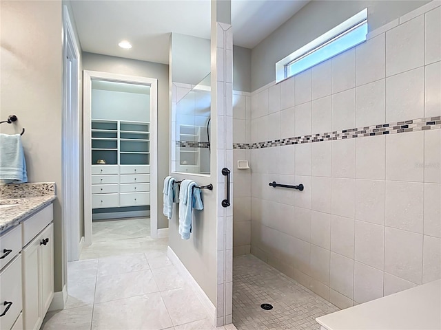 13724 Quinta St, Venice, FL 34293 - full bath featuring walk in shower, vanity, a spacious closet, and recessed lighting