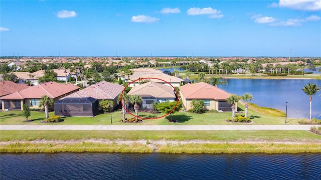 13724 Quinta St, Venice, FL 34293 - birds eye view of property featuring a water view and a residential view