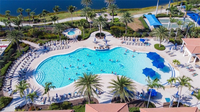 13724 Quinta St, Venice, FL 34293 - view of swimming pool with a water view