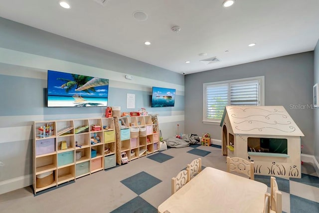 15719 Barefoot Beach Dr, Lakewood Ranch, FL 34211 - rec room featuring recessed lighting and carpet flooring