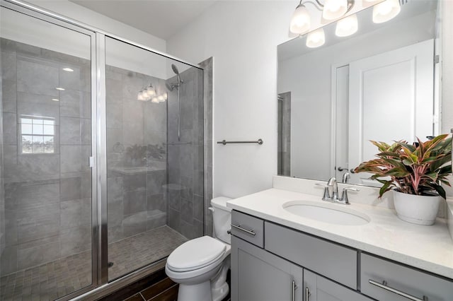 4712 Margutta Ct, Sarasota, FL 34240 - full bath featuring a shower stall, vanity, and toilet