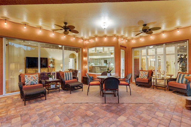 sunroom with arched walkways